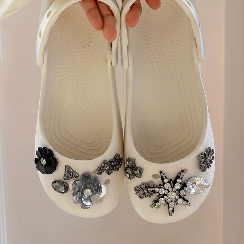 Women Shoes Japanese Brand - Kryształowe kwiatowe dekoracje DIY do chodaków,