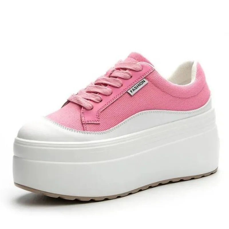 Women Shoes Store - 8cm nowe płótno prawdziwej skóry damskie