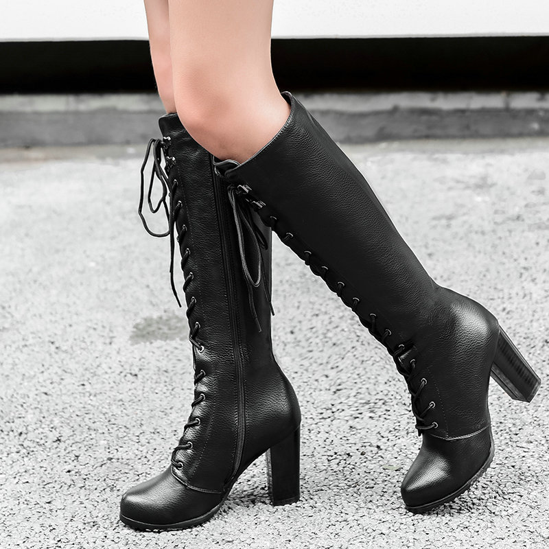 Sock Boot Women - Damskie Kozaki na Grubej Wysokiej Platformie