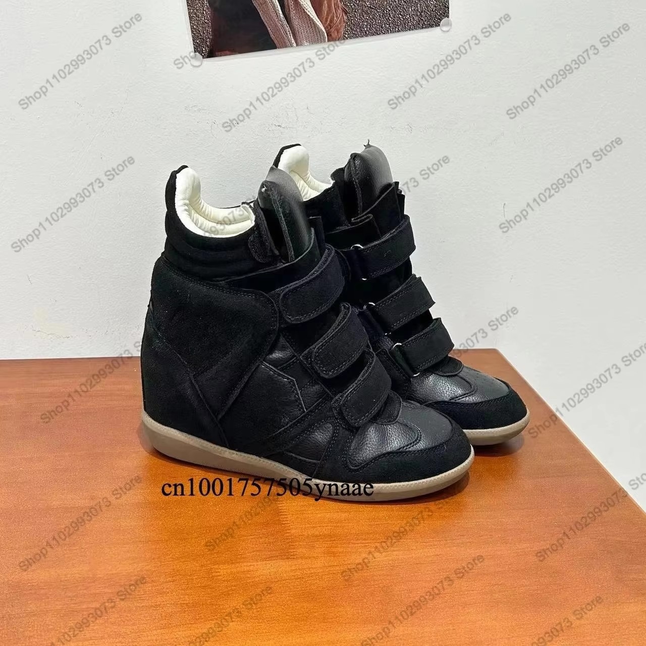Women Shoes Store - Damskie sneakersy na ukrytym koturnie, wysokie,