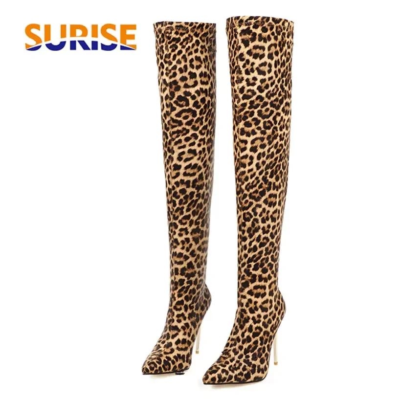 Plus Size Stretch Leopard Over – Sock Boot Women recenzja i cena
